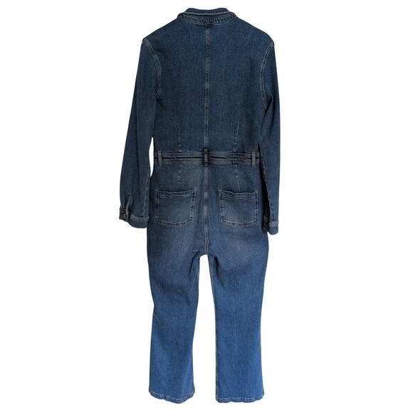 Boyish Denim Jumpsuit Roman About Time Women 12 Bootcut Medium Wash Stretch - Picture 5 of 9